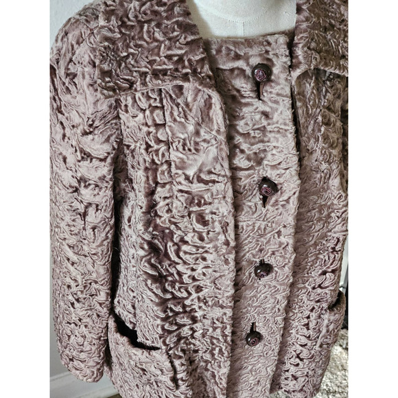 Vintage 50s Brown Persian Wool Coat Medium Levy Wolf - Picture 9 of 13